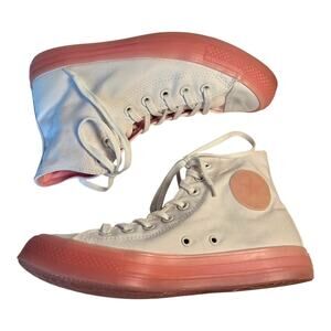 CONVERSE All Star Shoe Sneakers Women 10 High Top White Cherry Blossom Pink Sole